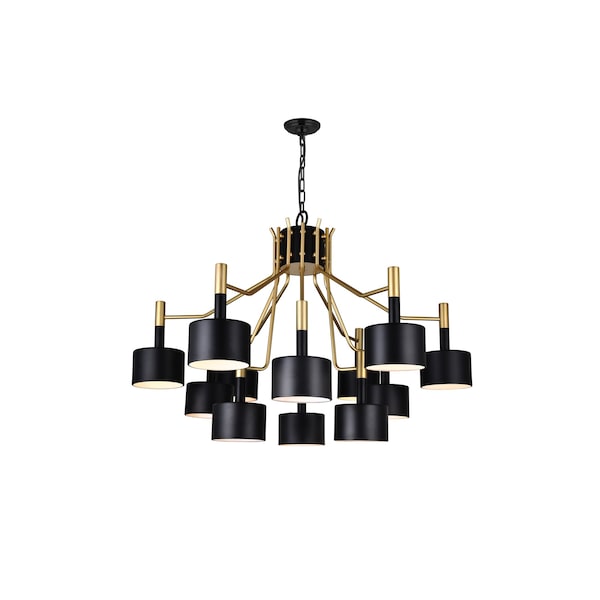 Cwi Lighting Corna 12 Light Down Chandelier With Matte Black & Satin Gold Finish 1017P32-12-129-A - main